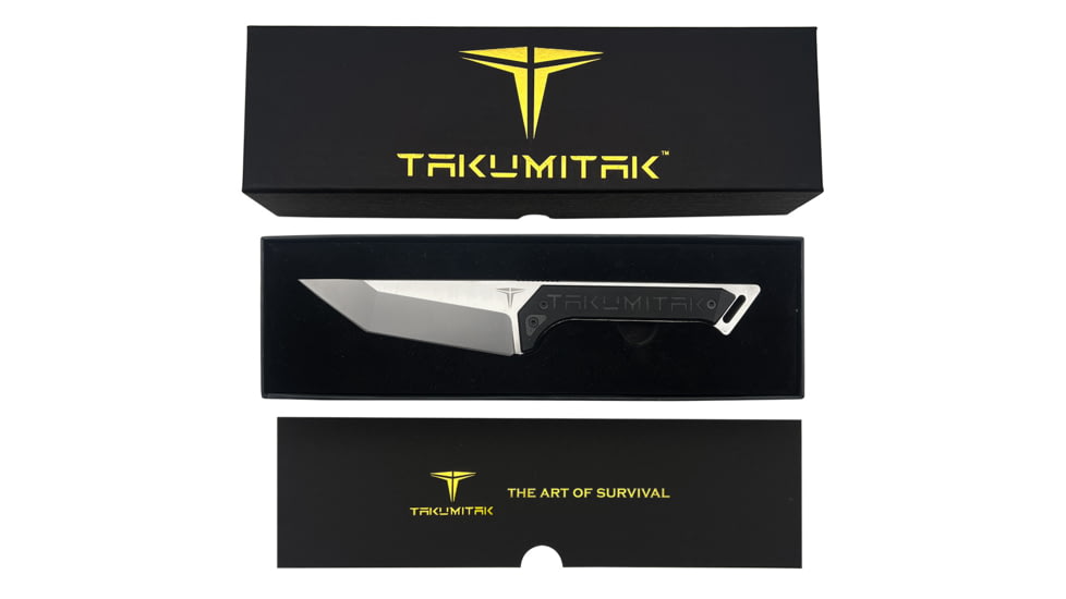 Takumitak Charge Fixed Blade Knife, 5.25in, D2, Tanto, G10 Handle, Silver, TKF215SL