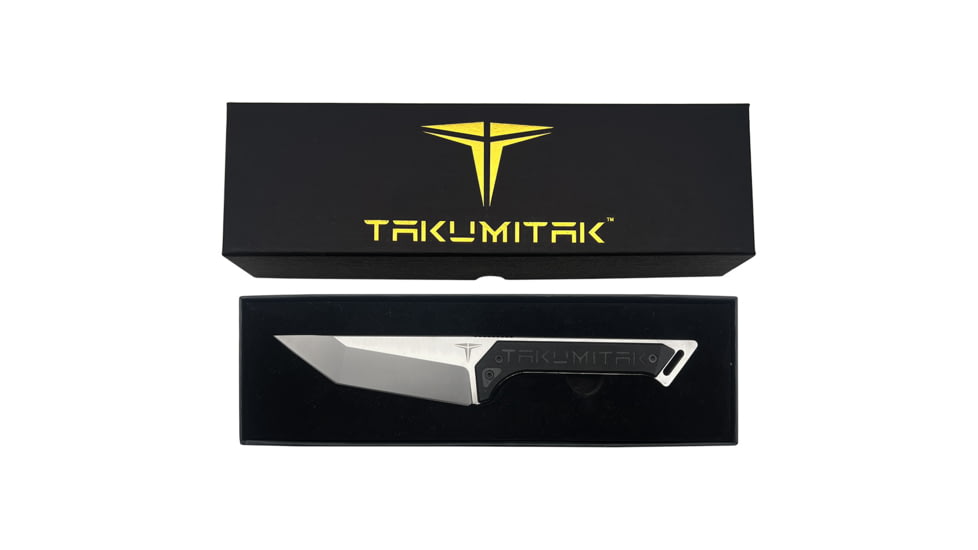 Takumitak Charge Fixed Blade Knife, 5.25in, D2, Tanto, G10 Handle, Silver, TKF215SL