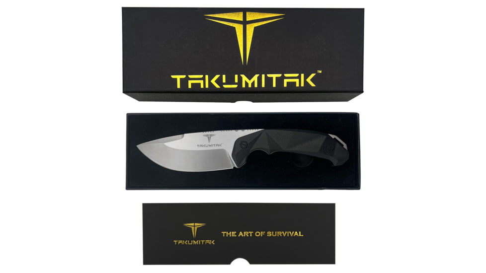 Takumitak Companion Fixed Blade Knife, 4in, D2, Drop Point, G10 Handle, Silver, TKF212SL