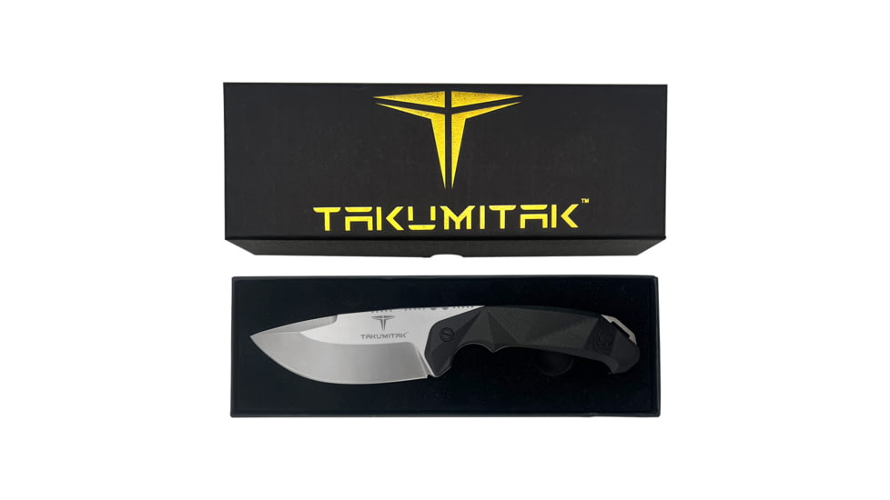 Takumitak Companion Fixed Blade Knife, 4in, D2, Drop Point, G10 Handle, Silver, TKF212SL