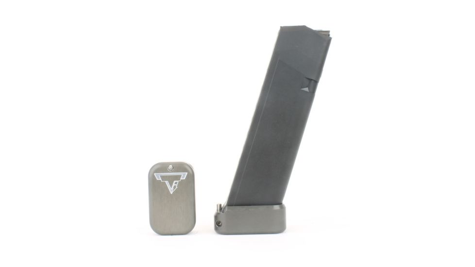 Taran Tactical Innovations Firepower Magazine Extension Base Pad, Glock 19/23, +2/3 Round, Titanium Gray, GBP940C-05