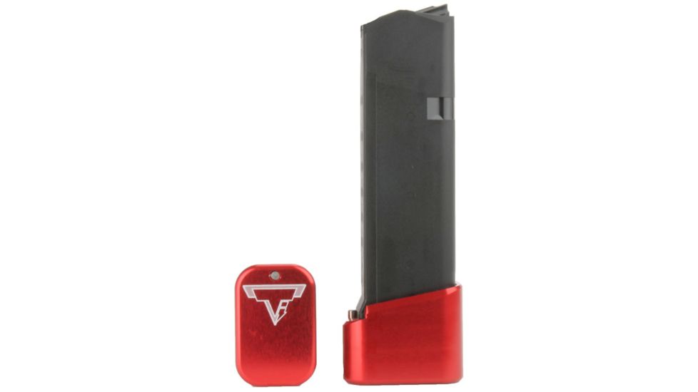Taran Tactical Innovations Firepower Magazine Extension Base Pad, Glock 19/23, +4/5 Round, Red, GBP940C-3