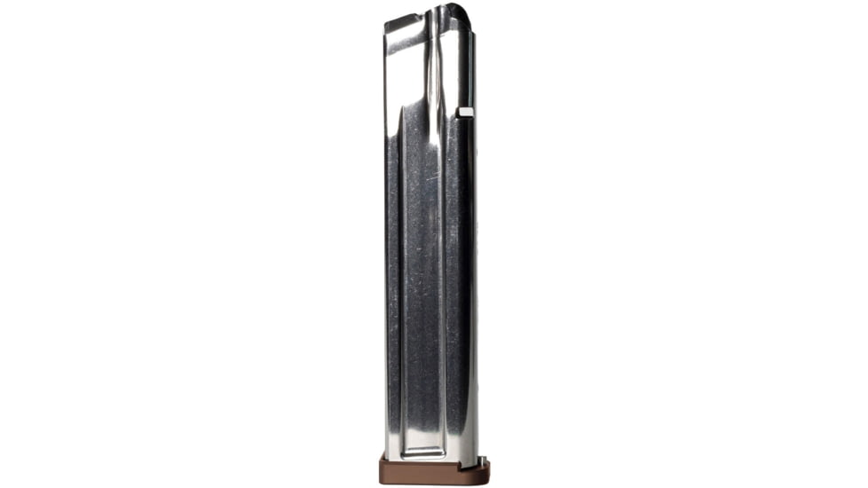 Taran Tactical Innovations Checkmate 170 Completed 9mm Luger Pistol Magazine w/ TTI 3mm Black Basepad, Silver/Coyote Bronze, 27, 2011-CM-SLVR-170-6