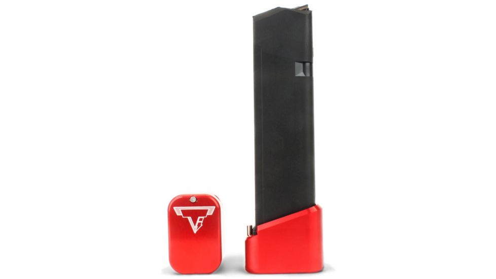 Taran Tactical Innovations Firepower Magazine Extension Base Pad, Glock 17/17L/19X/22/24/34/35/45, +5/6 Round, Red, GBP940-03