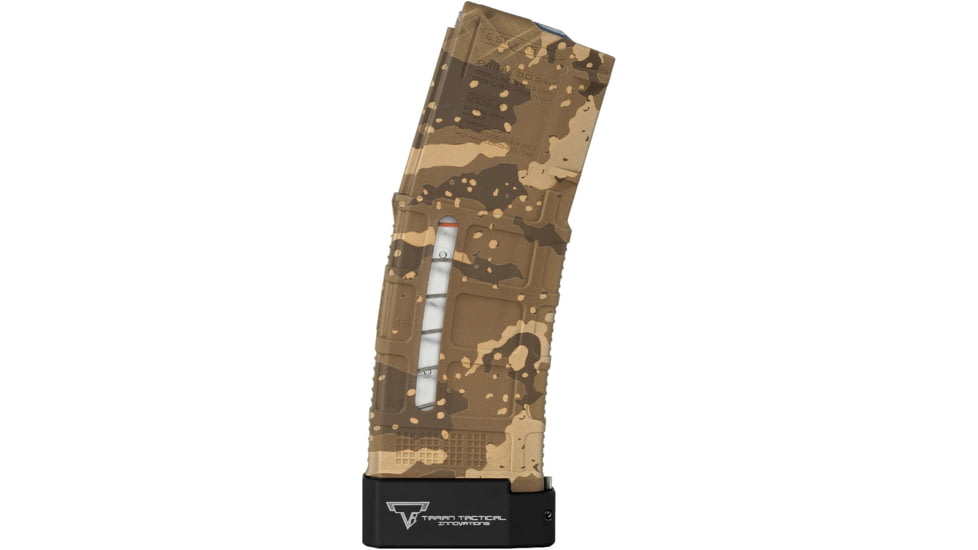 Taran Tactical Innovations AR-15 Completed Rifle Magazine Camo PMAG w/ Window &amp; TTI, Camo/Flat Black, 35, PMBP-CM-CAMO-W-00