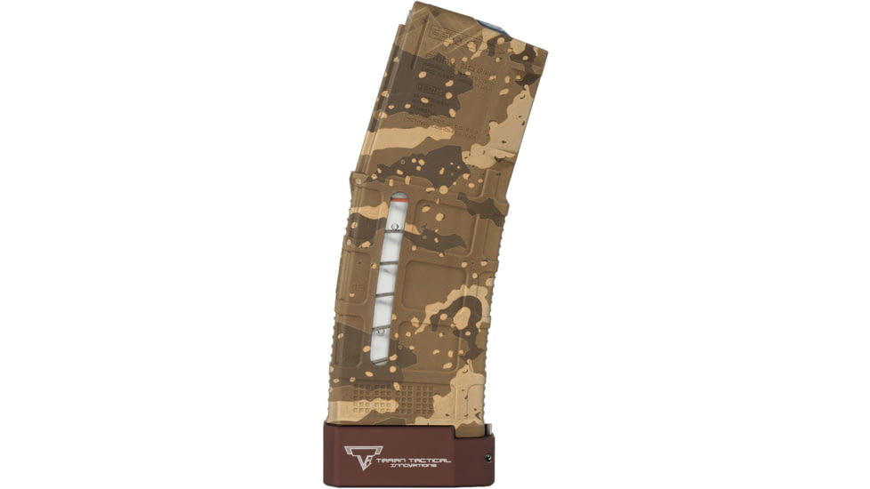 Taran Tactical Innovations AR-15 Completed Rifle Magazine Camo PMAG w/ Window &amp; TTI, Camo/Coyote Bronze, 35, PMBP-CM-CAMO-W-06