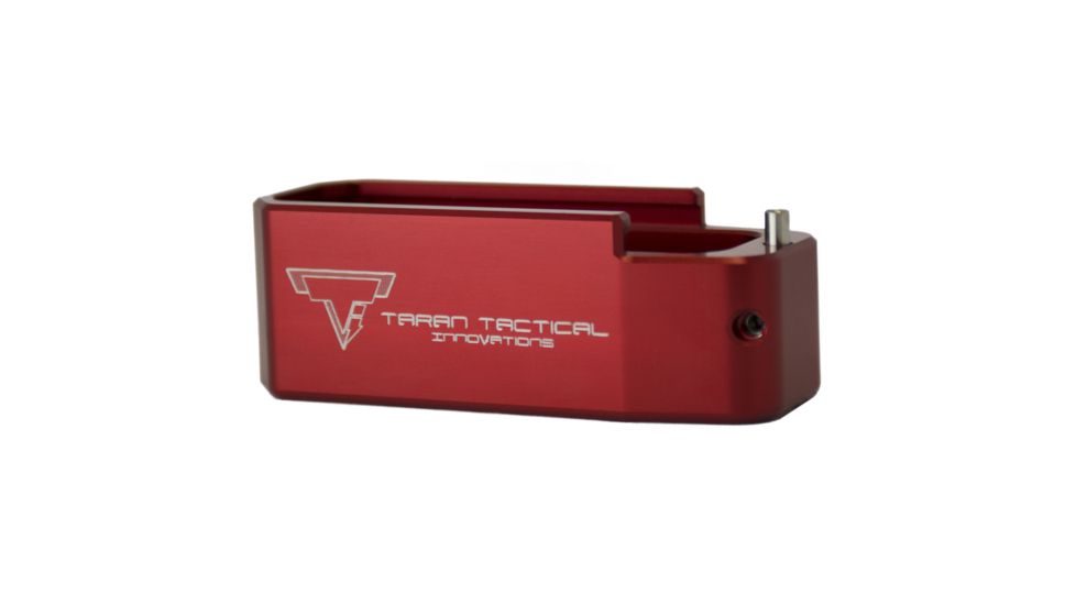 Taran Tactical Innovations Firepower Magazine Extension Base Pad, AR-15 .223 30/40 Magul PMAG, +5/6 Round, Red, PMBP-03