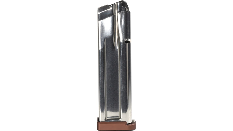 Taran Tactical Innovations Checkmate 126 Completed 9mm Luger Pistol Magazine w/ TTI 4mm Basepad, Silver/Coyote Bronze, 18, 2011-CM-SLVR-126-6