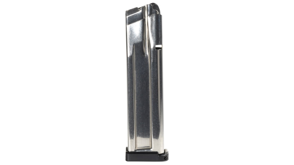 Taran Tactical Innovations Checkmate 140 Completed 9mm Luger Pistol Magazine w/ TTI 4mm Flat Black Basepad, Silver/Flat Black, 21, 2011-CM-SLVR-140-0
