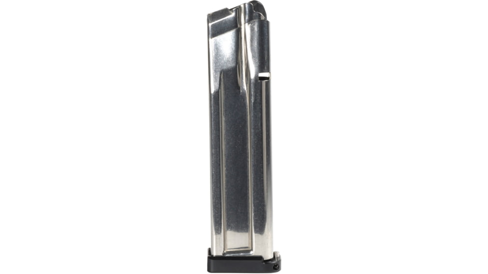 Taran Tactical Innovations Checkmate 140 Completed 9mm Luger Pistol Magazine w/ TTI 4mm Flat Black Basepad, Silver/Black, 21, 2011-CM-SLVR-140-1
