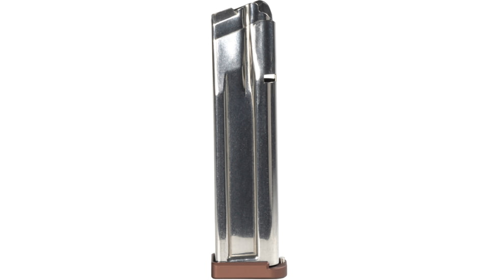 Taran Tactical Innovations Checkmate 140 Completed 9mm Luger Pistol Magazine w/ TTI 4mm Flat Black Basepad, Silver/Coyote Bronze, 21, 2011-CM-SLVR-140-6