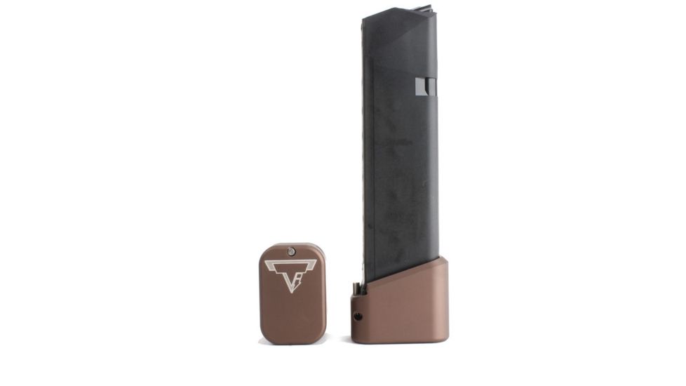 Taran Tactical Innovations Firepower Magazine Extension Base Pad, Glock 17/17L/19X/22/24/34/35/45, +5/6 Round, Coyote Bronze, GBP940-06
