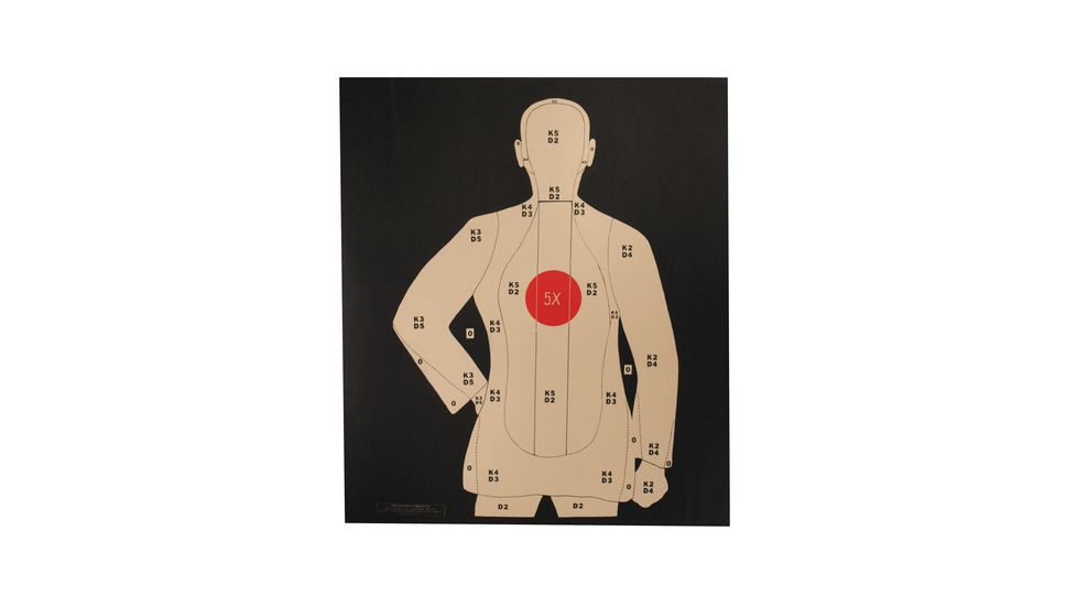 Target Barn B-21 Reversed Police Silhouette Paper Targets With Red Center 100 Per Pack