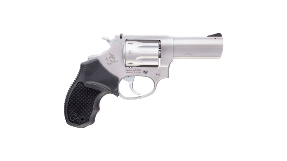 Taurus 942 Ultra Light Revolver, .22 Long Rifle, 3in Barrel, Fixed, Stainless Frame, Rubber Grip, 8 Round Cylinder, 2942039UL