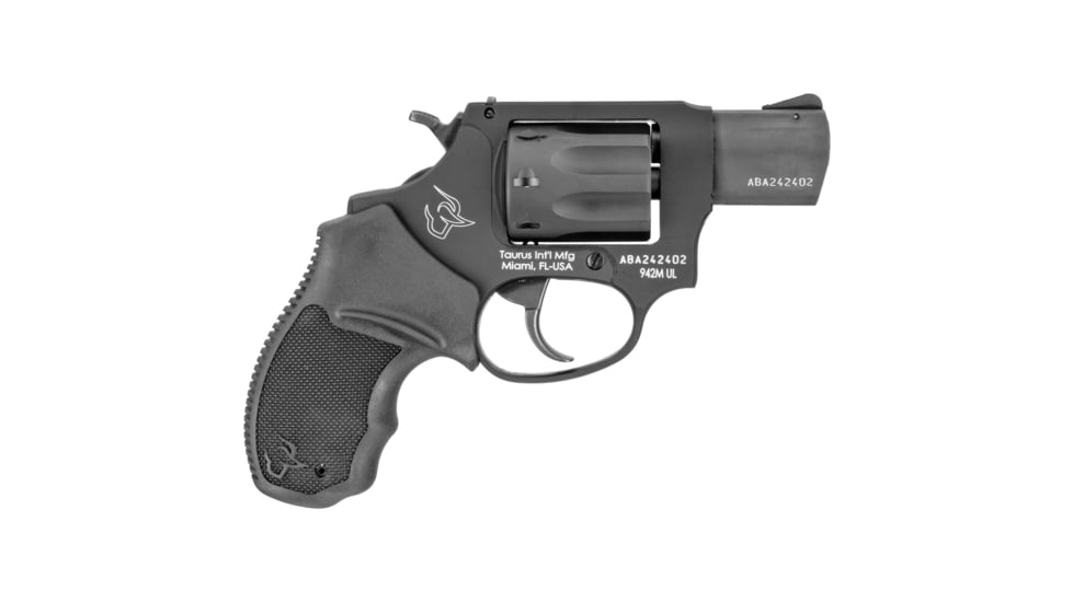 Taurus 942 Ultra Light Revolver, .22 Winchester Magnum Rimfire, 2in Barrel, Fixed, Black Frame, Rubber Grip, 8 Round Cylinder, 2942M021UL