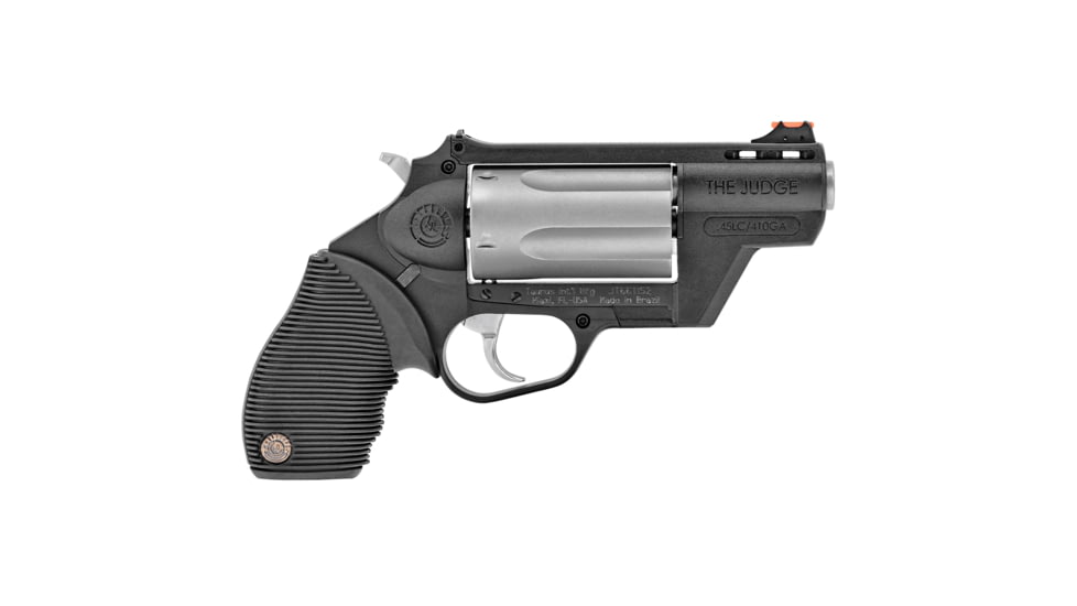 Taurus Judge PD Revolver, .45 Long Colt/.410 Bore, 2.5in Barrel, Adjustable Sight, Black Frame, Rubber Grip, 5 Round Cylinder, 2441029TCPLY