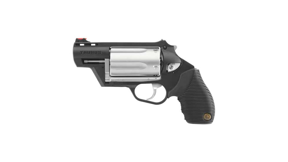Taurus Judge PD Revolver, .45 Long Colt/.410 Bore, 2.5in Barrel, Adjustable Sight, Black Frame, Rubber Grip, 5 Round Cylinder, 2441029TCPLY