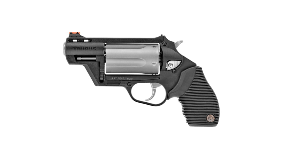 Taurus Judge PD Revolver, .45 Long Colt/.410 Bore, 2.5in Barrel, Adjustable Sight, Black Frame, Rubber Grip, 5 Round Cylinder, 2441029TCPLY