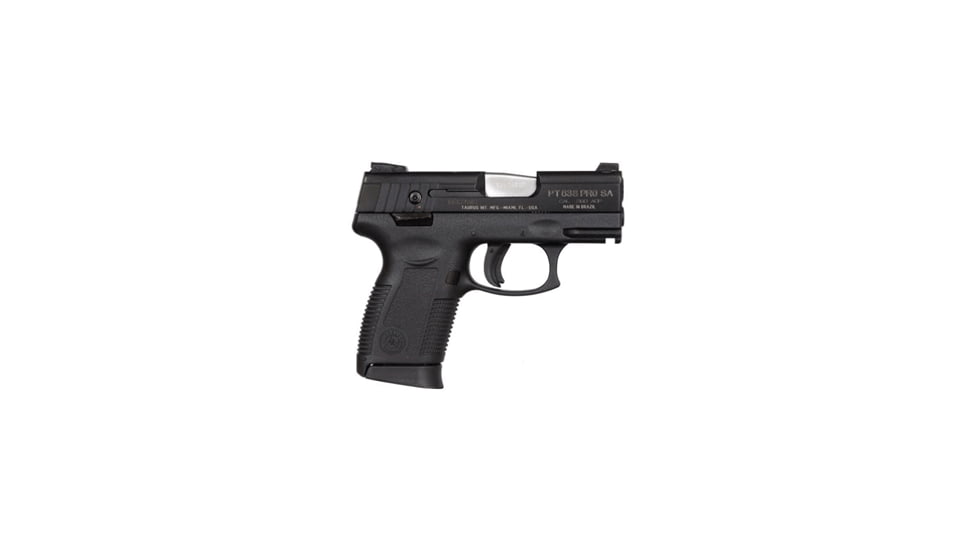 Taurus PT-638-Pro-Compact Pistol, .380 ACP, 3.25 in barrel, black polymer frame, integrated polymer grip, short recoil semi-automatic, striker single-action, trigger and ambi thumb safety, 3-dot low profile, 15 round magazine, TRSPT638PROCPT-FRRMPG