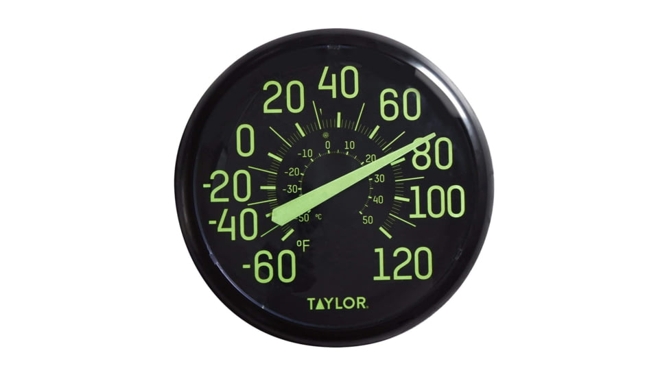 Taylor Indoor/Outdoor Glow-in-the-Dark Thermometer, Black, 13.25, 5267459