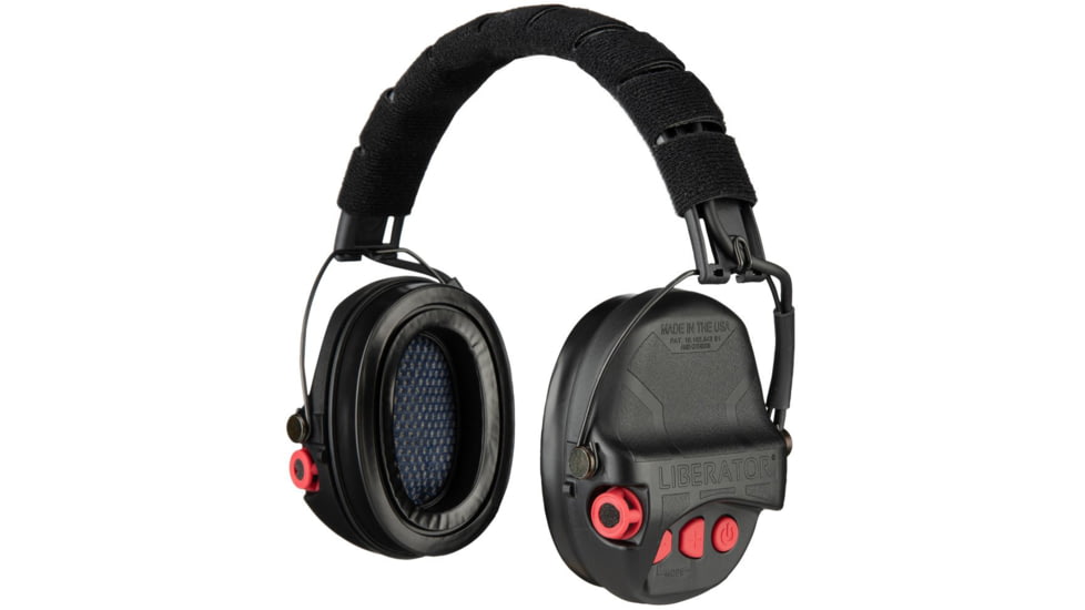 Safariland - TCI Liberator Hearing Protection with Adaptive Over-the-Head Suspension, Black/Red, TCI-LIBHP-2.0-BLK/RED