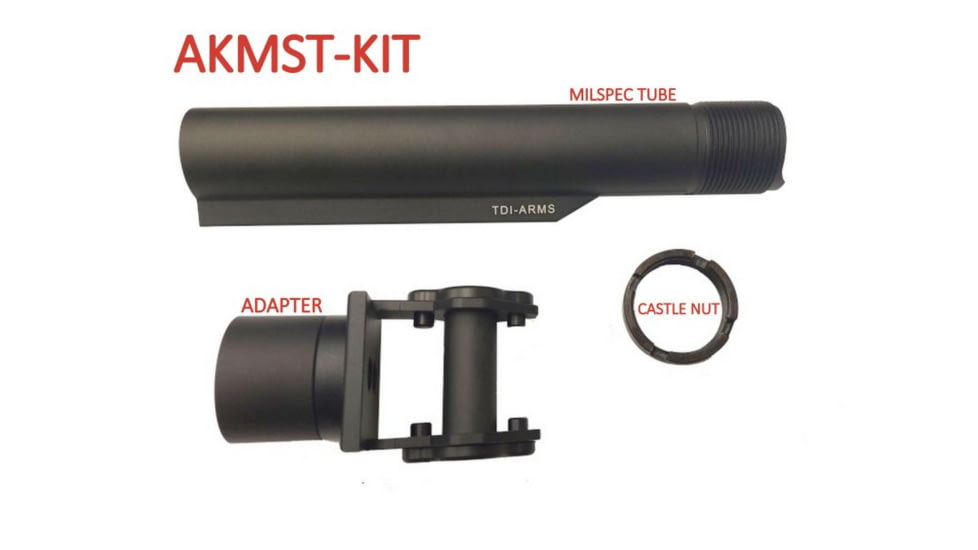 Tdi Arms AK47 Under Folder Buffer Tube w/ 6 Positions Tube, Black, Medium, AKMST-K