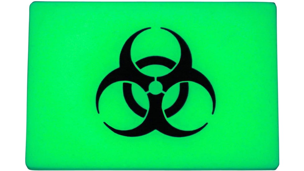 TEC Accessories BEACON Patch, 3in X 2in X 0.19in, Proprietary Embrite Compound Construction, Hook And Loop Backing, Biohazard Artwork, Glows Green In The Dark, EMP-002-G