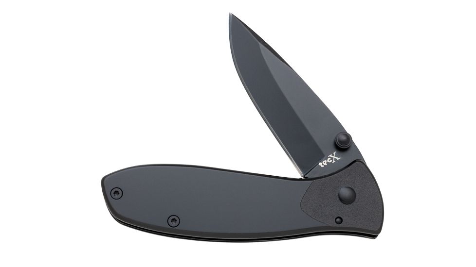TecX Tags-S 440 Stainless Drop Point Blade with Black Hard Coat, Folding Knife, Black Handle, 2.75 75703