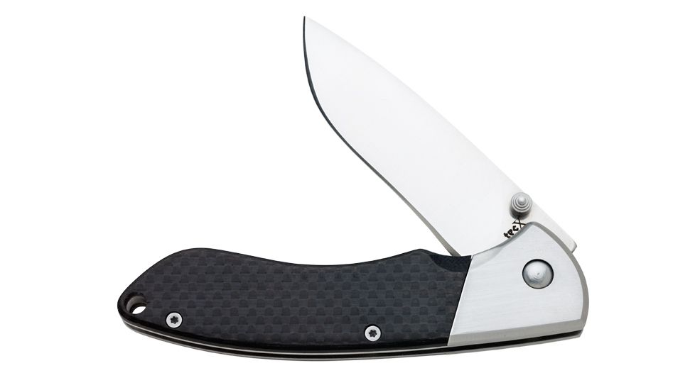 TecX X- Alt AUS-8 Drop Point Blade, Folding Knife Carbon Fiber Handle, Black &amp; Stainless Handle, 4.25 75682