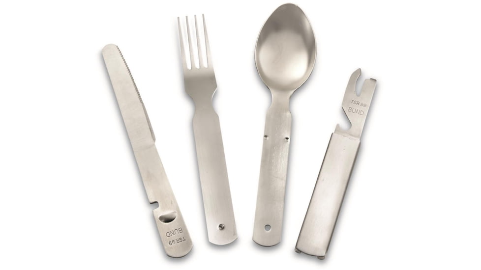 MIL-TEC German TSR Stainless Steel Eating Utensil - 4-Piece, Silver, 4 Piece, 14622000