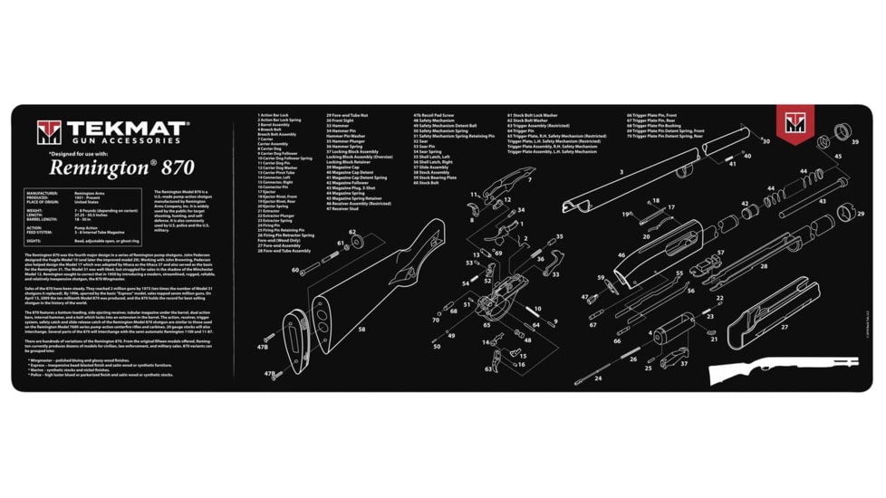 TekMat 12x36 Gun Cleaning Mat - Remington 870, TEK-R36-REM-870