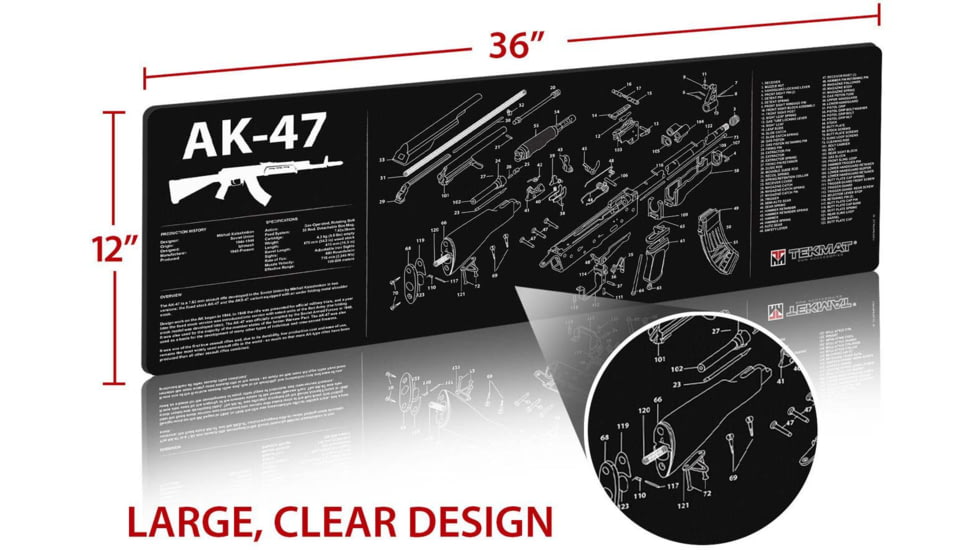 TekMat 36in Printed Gun Cleaning Mat AK-47, Black, TEK-36-AK47