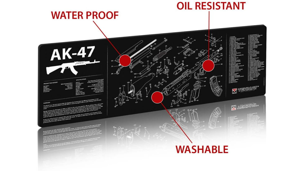 TekMat 36in Printed Gun Cleaning Mat AK-47, Black, TEK-36-AK47