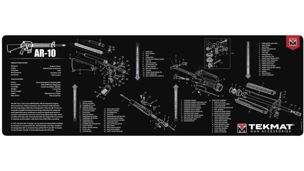 TekMat 36in Printed Gun Cleaning Mat AR-10, Black, TEK-36-AR10