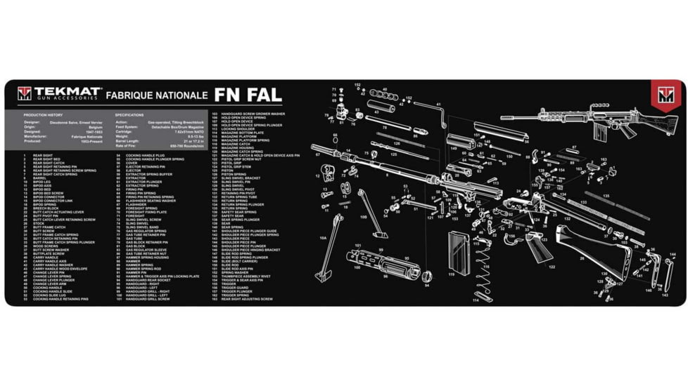 TekMat 36in Printed Gun Cleaning Mat FN-FAL, Black, TEK-36-FNFAL
