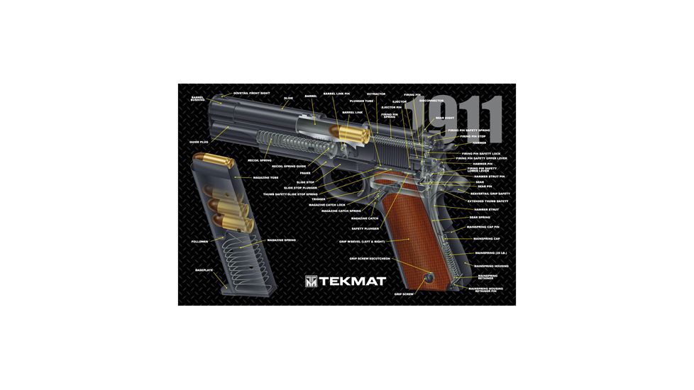 Tekmat Armorers Bench Mat 11''x17'' 1911 Pistol Cut Away