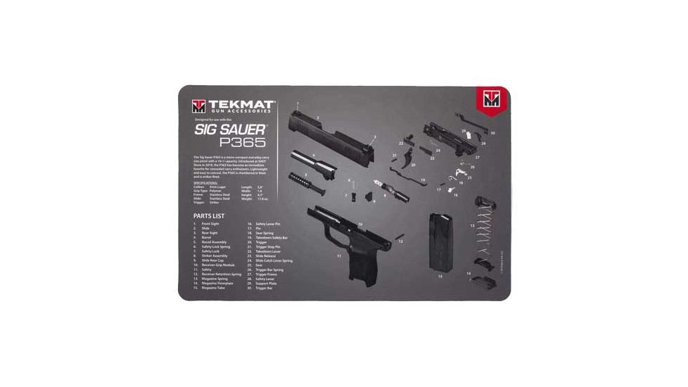 Tekmat Armorers Bench Mat 11''x17'' Sigarms P365 Black