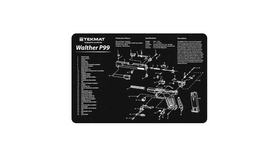 Tekmat Armorers Bench Mat 11''x17'' Walther P99 Pistol