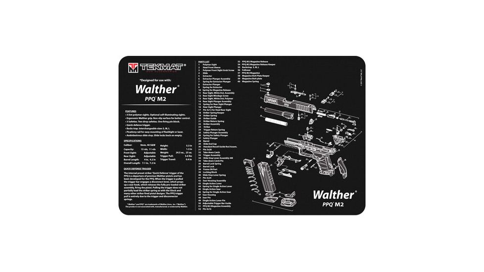 Tekmat Armorers Bench Mat 11''x17'' Walther Ppqm2 Pistol
