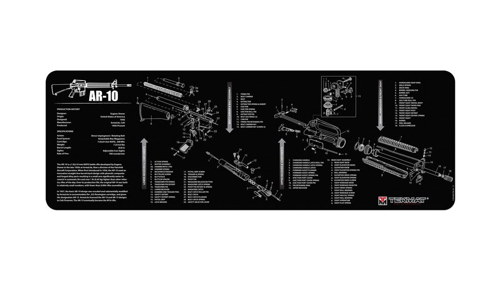 Tekmat Armorers Bench Mat 12''x36'' Ar-10 Black