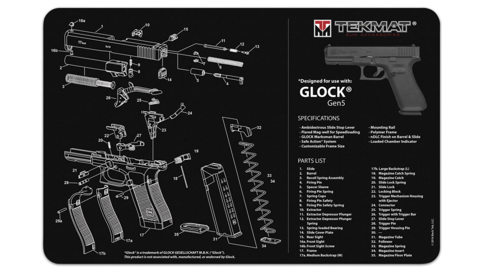 TekMat Glock Gen 5 Gun Cleaning Mat, TEK-R20-GLOCK-G5