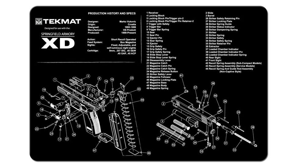 TekMat Springfield Armory XD Gun Cleaning Mat,11x17in,Black 17-XD
