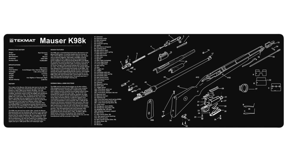 TekMat Mauser K98 Gun Cleaning Mat, 36in, Black, TEK-R36-MAUSER