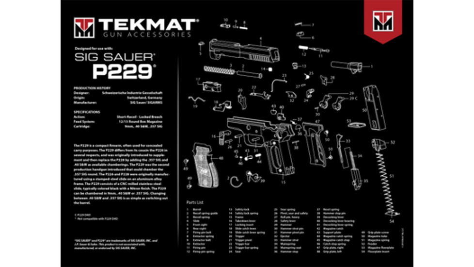 TekMat TEKR20SIGP229 Sig Sauer P229 Ultra 20 Cleaning Mat
