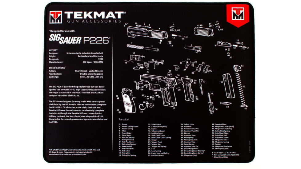 TekMat Ultra 20 - Sig Sauer P226 Gun Cleaning Mat, Black, TEK-20-SIGP226