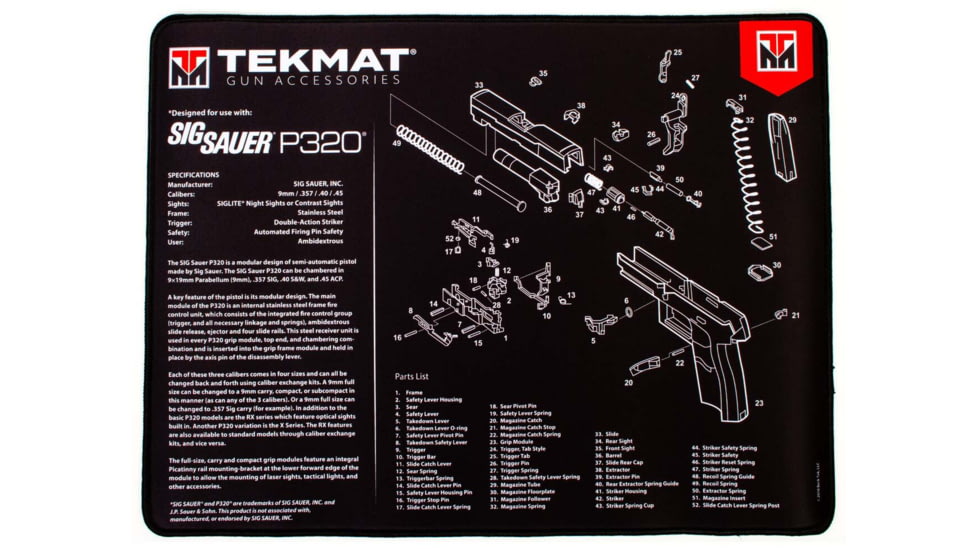 TekMat Ultra 20 - Sig Sauer P320 Gun Cleaning Mat, Black, TEK-20-SIGP320