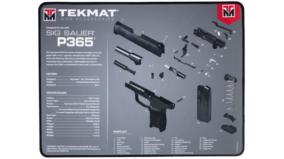 TekMat Ultra 20 - Sig Sauer P365 Gun Cleaning Mat, Black, TEK-20-SIGP365