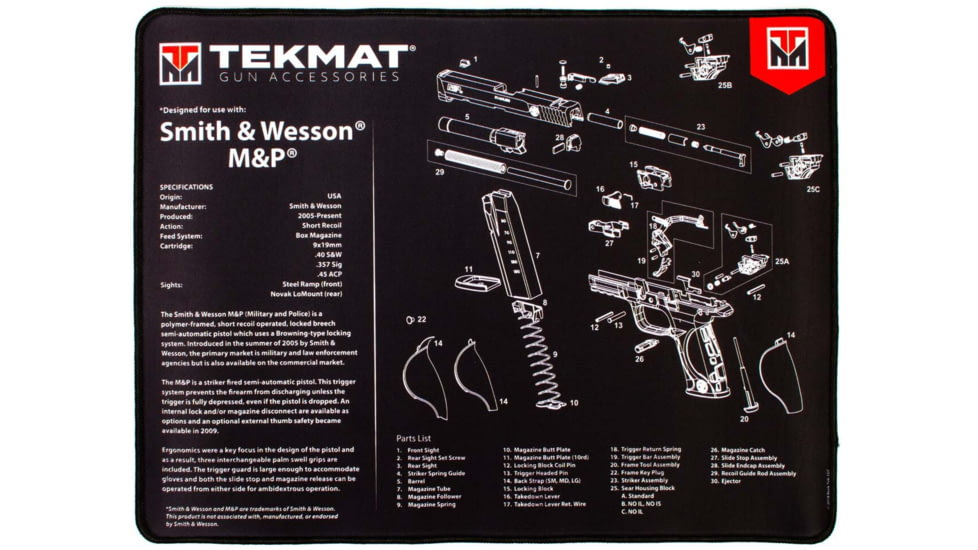TekMat Ultra 20 - Smith and Wesson MP Gun Cleaning Mat, Black, TEK-20-SW-MP