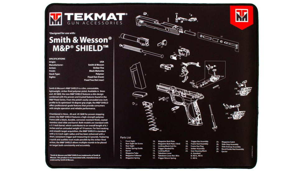 TekMat Ultra 20 - Smith and Wesson MP Shield Gun Cleaning Mat, Black, TEK-20-SW-MP-SHIELD