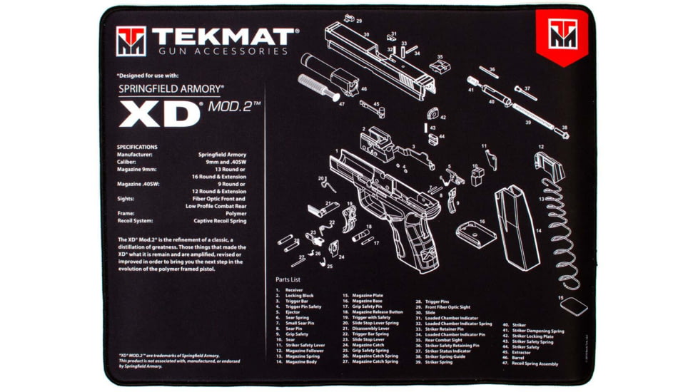TekMat Ultra 20 - XD Mod 2 Gun Cleaning Mat, Black, TEK-20-XDMOD2